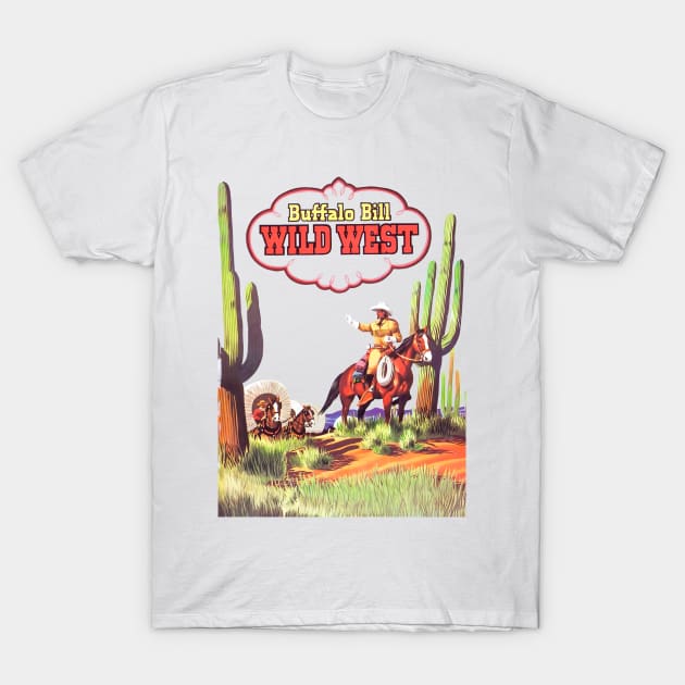Cowboy Wild West Desert Cactus American Horseback Western Vintage Retro Comic T-Shirt by REVISTANGO